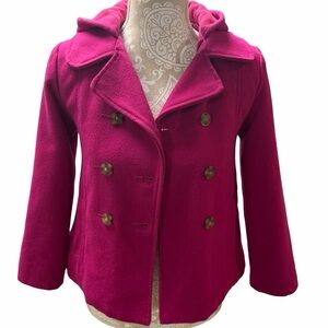 OLD NAVY KIDS PEA COAT
Girl Size 8 Medium 
Wool Blend - Pink